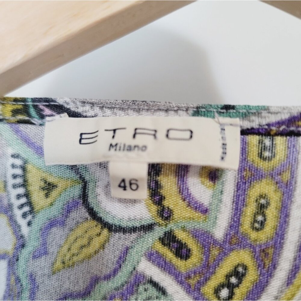 Etro Dress - Vintage Paisley V-Neck Classic Print Wrap Top (Medium 46) - Picture 6 of 6
